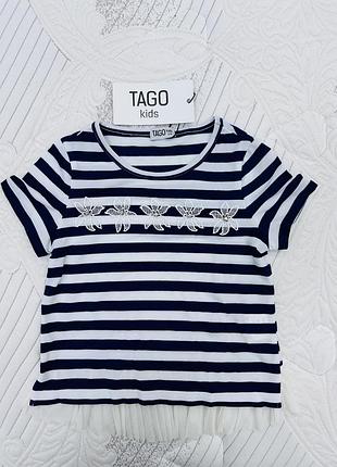 ⚓ футболка tago kids для дівчинки у смужку з фатином, 116 см, нова