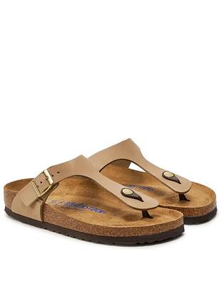 Birkenstock gizeh оригинальные кожаные шлепанцы сланцы