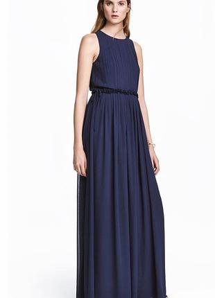 Елегантна темно-синя вечірня сукня максі від h&m (розмір 40 / l)