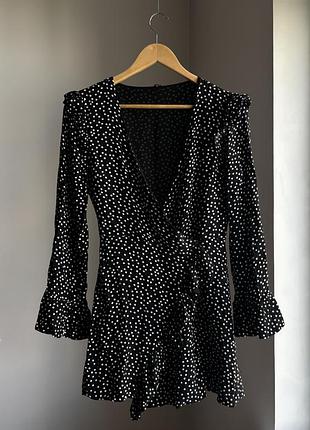 Короткий комбінезон в шорошок від zara у розмірі s