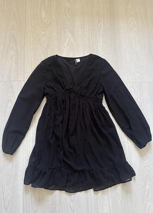 Чорна сукня h&m xs шифонова з довгим рукавом