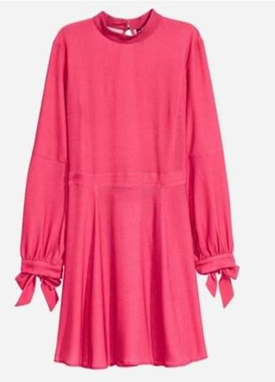 Новая малиновая мини-платье h&amp;m divided с открытой спиной и бантами размер l