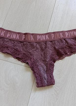 Кружевные трусики ажурные трусы кружные pink victoria's secret m м 10 38 46