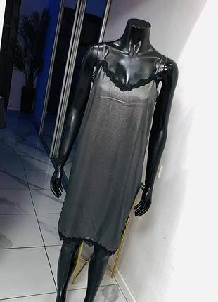 Шелковистое платье-комбинация river island с кружевом, размер uk 12 (eur 38)