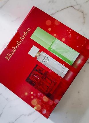 Elizabeth arden green tea, white tea, red door подарунковий парфумерний набір мініатюр 3х10 мл