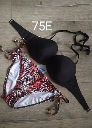 34е 75е, bonprix, черный раздельный купальник бандо, 12/40/м, новый