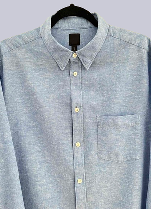 Мужская голубая льняная рубашка от h&m р.50