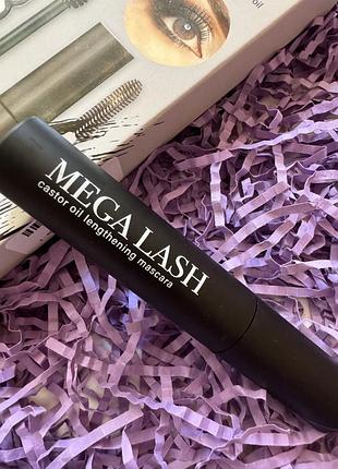 Преміальна подовжуюча туш з касторовою олією mega lash castor oil lengthening mascara, 8g