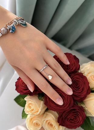 Silver flame каблучка з ланцюжком жіноча 925 проби срібна на окружність пальця 61 мм.