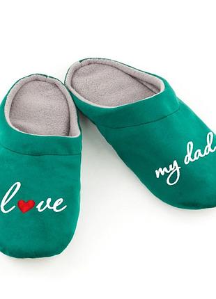 Домашние тапочки шлепки с вышивкой love my dad багира