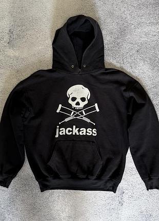 Вінтажне худі jackass mtv y2k thrashed distressed оригінал