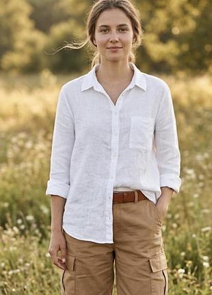 Лляна пряма брендова сорочка h&m