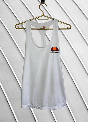 Жіноча біла майка ellesse 36 s оригінал елес стан ідеал 42 44 спортивна базова трикотажна з логотипом без рукавів літня топік