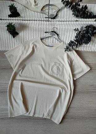 Хлопковая футболка оверсайз с карманом кроше matalan