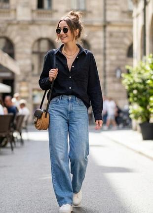Стильна бавовняна сорочка h&m (regular fit), розмір l. для високих, унісекс #код10#