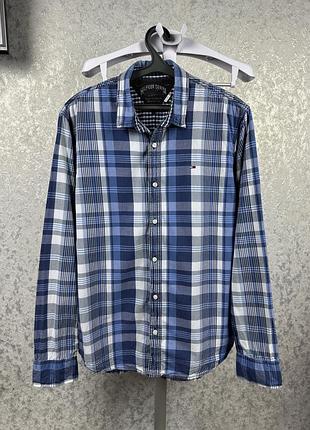 Мужская брендовая рубашка в клеткуtommy hilfiger denim