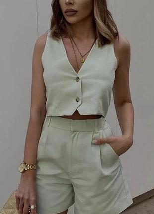 Шорти бермуди льон zara xs фісташка