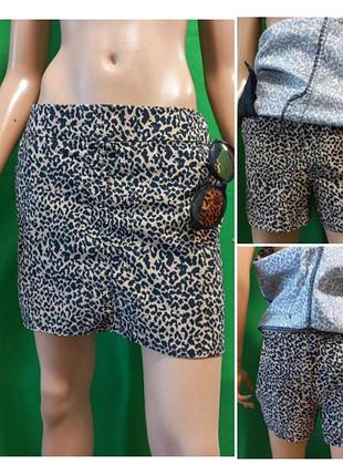 Attyre new york юбка с нижними шортами и карманами, принт леопард,ягуар.   zara