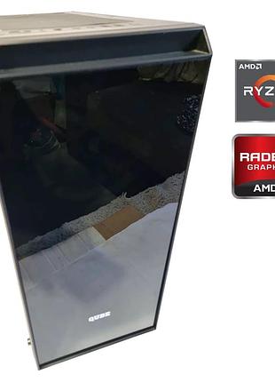 Игровой пк qube tower / amd ryzen 3 2200g (4 ядра по 3.5 - 3.7 ghz) / 16 gb ddr4 / 256 gb ssd + 1000 gb hdd / amd radeon rx 580, 8