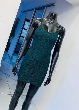 Кружевное платье asos petite (uk 8 / наш 42) изумрудное мини