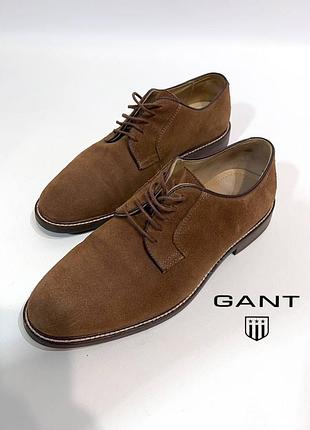 Оригинальные мужские туфли gant дерби замшевые размер 42 27см по стельке коричневые классические гант а1