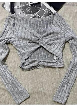 Shein крутий сірий топ з довгим рукавом як новий