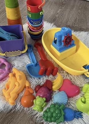 Детский набор для игры в песке на море корабль ведро лопатки формы