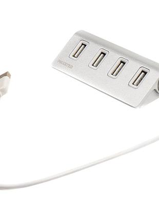 Usb-хаб maxxter hu2a-4p-01 usb-a, 4 порта usb 2.0, серебристый