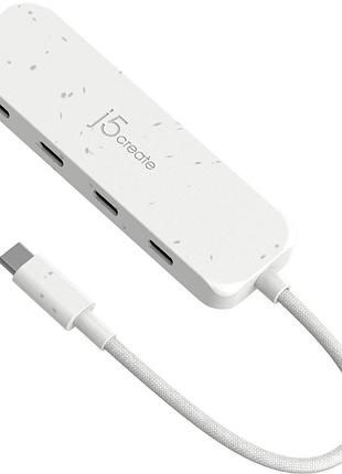 Usb-хаб j5create jch345ew-n usb type-c, 4 порти, кабель 15 см, білий