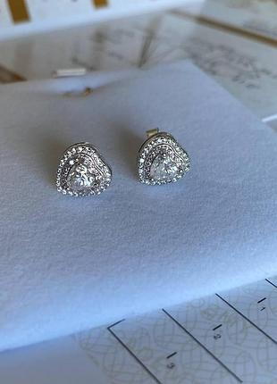Сережки зі срібла з муасанітом «heart shine», сертифікат