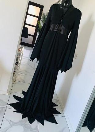 Черное готическое платье макси chicme с рукавами-крыльями, размер xl
