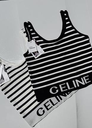 Топ майка celine в чорному і білому кольорі