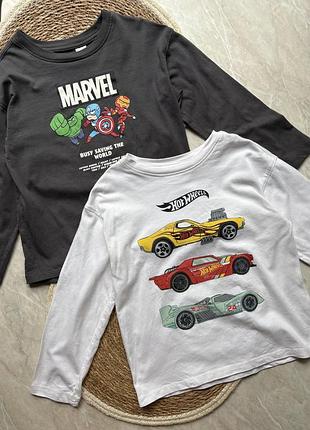Лонгслів 2 штуки на хлопчика 5-6 років h&m hot wheels marvel