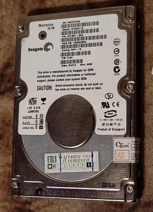 54% (19 Гб ок) ide hdd 2.5 20 гб seagate 4200 10.1/26.6 жорсткий диск st92011a сигейт ata pata