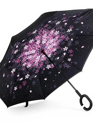 Зонт наоборот lesko up-brella цветы вишни