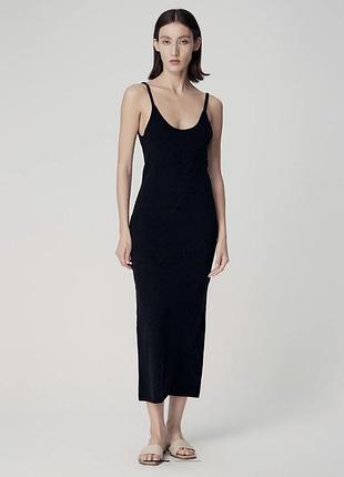 Базова трикотажна сукня міді в рубчик h&m, розмір m (стан ідеальний)