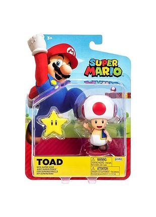Ігрова фігурка з артикуляцією super mario - тоад (10 cm, з аксес.)