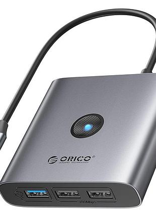 Usb-хаб orico fax3-5p-gy-ep type-c 5-в-1 hdmi 4k pd 60w 20 см серый