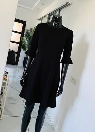 Черное платье dorothy perkins, размер uk 12 (l), базовое платье с рукавами-воланами