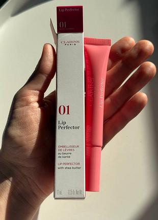 Блиск для губ clarins lip perfector повний формат 12мл  відтінок 01 rose shimmer