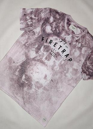 Бежево-коричнево-сиреневая футболка черепа firetrap