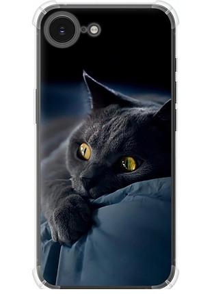 Чохол силіконовий протиударний с посиленими кутами на телефон iphone 16e димчастий кіт "825sp-3971-58250"
