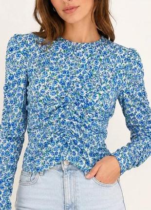 Блузка рубашка женская в цветочный принт zara xs новая