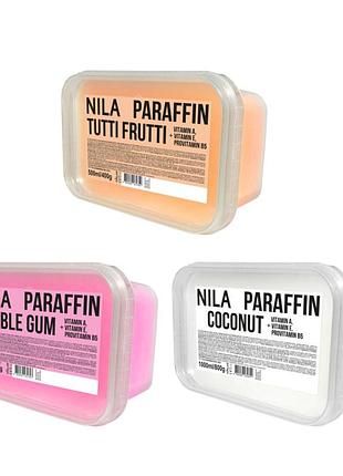 Набір твердого парафіну для рук nila: tutti frutti + кокос + bubble gum, 3×500 мл / 400 г