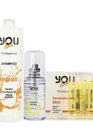 Комплексный набор для реконструкции волос you look professional для сухих и осветленных волос