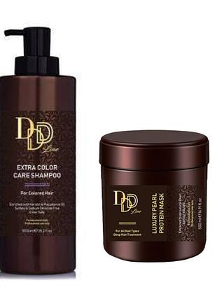 Набір косметики для фарбованого волосся clever cosmetics шампунь extra color 1000 мл + маска luxury pearls 500 мл