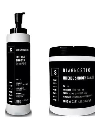 Набір для волосся absoluk diagnostic intense smooth: шампунь та маска для інтенсивної гладкості по 1000 мл