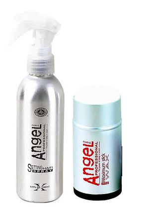 Набор для укладки и фиксации волос angel professional спрей без газа 200 мл и воск 80 мл