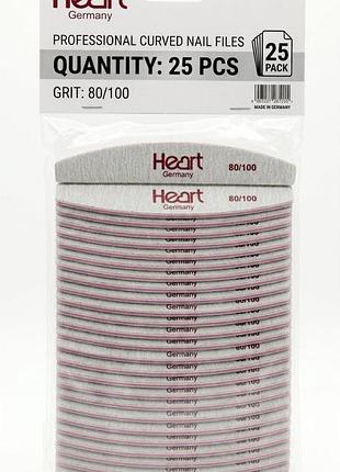 Пилка для нігтів heart 80/100 half півколо, купол, упаковка 25шт.