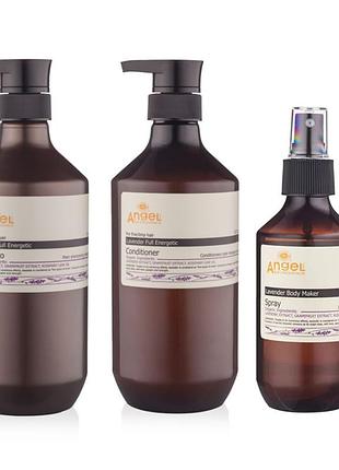 Набір для волосся angel professional provence регенеруючий з лавандою шампунь 400 мл кондиціонер 400 мл та спрей 200 мл